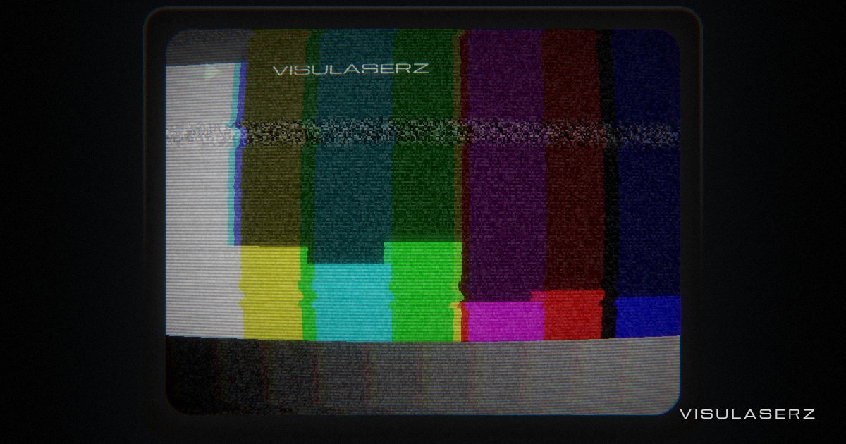 Broadcast, a Visulaserz music visualizer scene: Worn VHS on a tube TV: cover or colour bars, beats yank the picture sideways