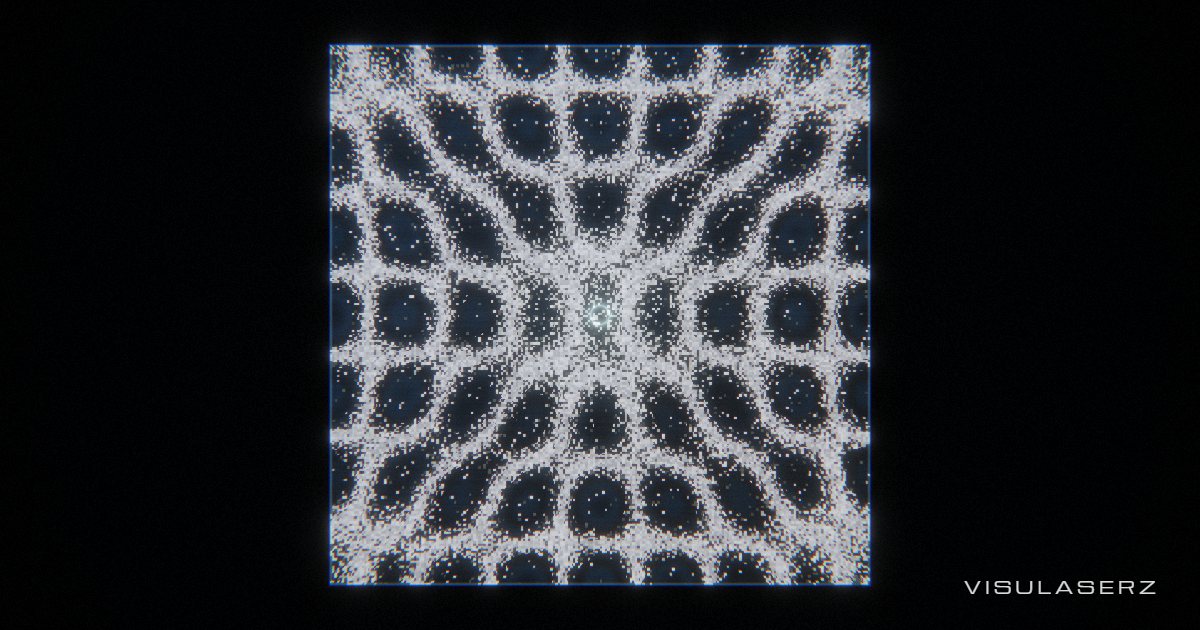 Chladni, a Visulaserz music visualizer scene: Sand on a vibrating plate; beats kick the grains into new nodal figures