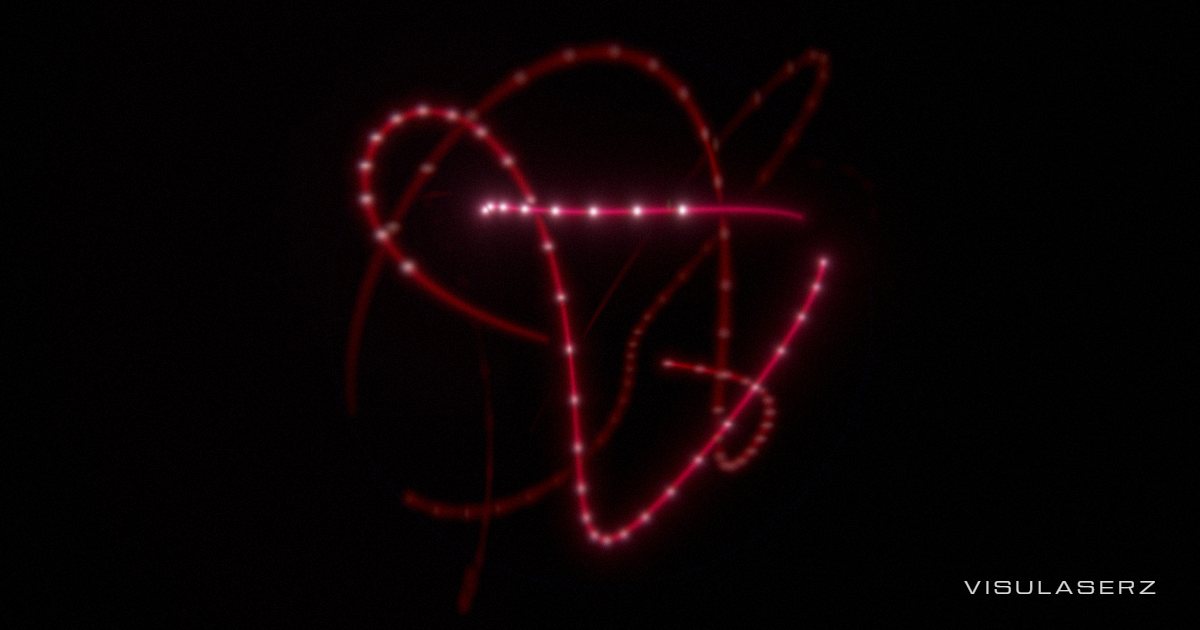Harmonograph, a Visulaserz music visualizer scene: Pendulum pen tracing fading interval curves; louder music draws faster