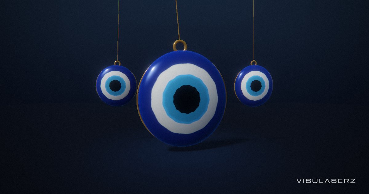 Nazar, a Visulaserz music visualizer scene: Sculpted cobalt glass, molten gold fittings and a bass-driven iris; treble catches the curved rim